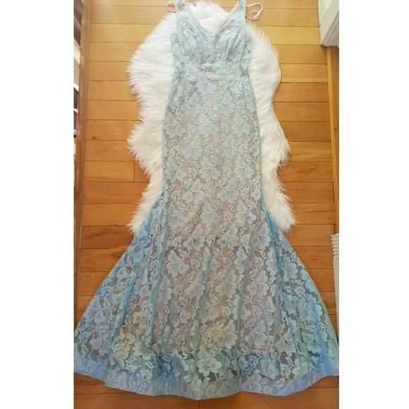 xscape illusion mermaid cocktail dress